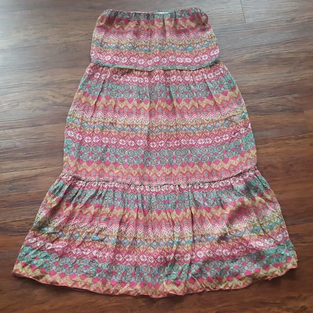 Diane Von Furstenberg Silk Maxi Skirt Size P Boho Chic Feminine Preppy Summer